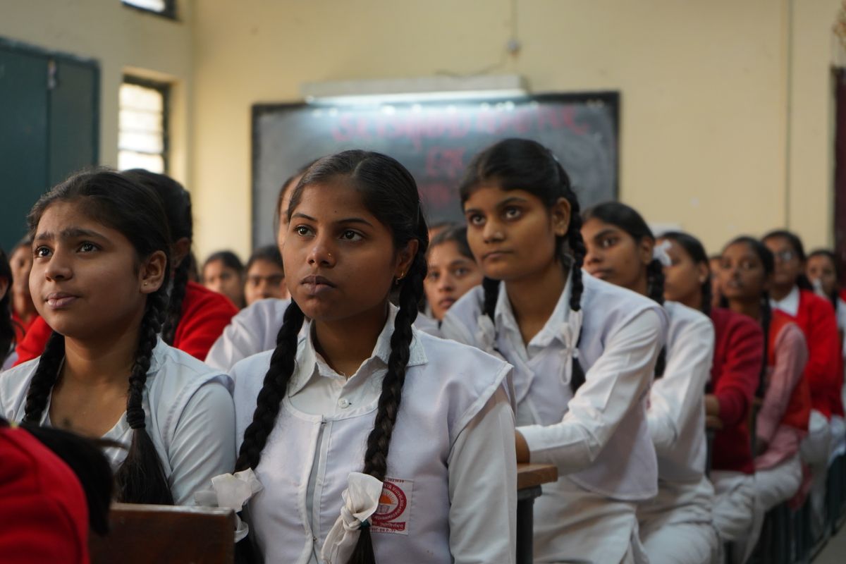 Students listening attentively during a class