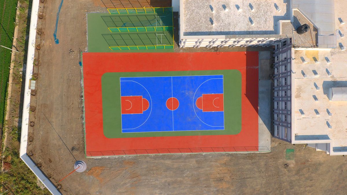 Aerial view of the basketball court